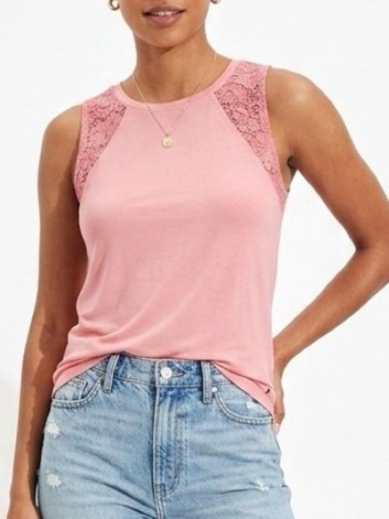 American Eagle Outfitters Tops - AEO Soft and Sexy Lace Shoulder Tank
